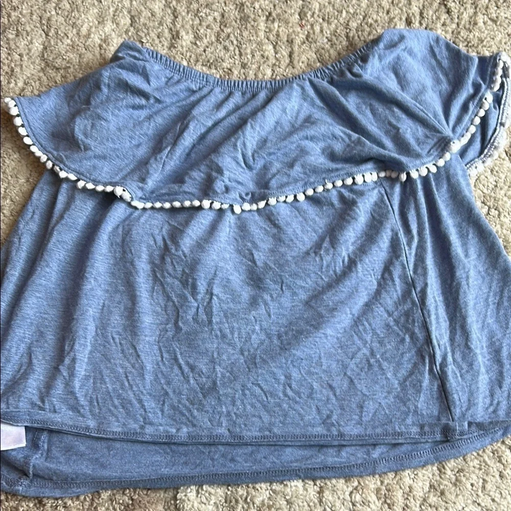 Old Navy Blue Ruffled off the shoulder top​ - Picture 4 of 4